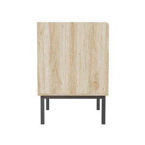 English Elm Fluted,Bedside 2-Piece Modern Nightstand Set with Fluted Drawer, Iron Legs, Quick Assembly, Compact Durable Storage W2673P206045