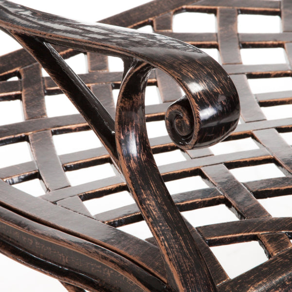 English Elm Christopher Knight Home® - TAHOE Cast Bench in Antique Copper Finish – Durable Cast Aluminum Outdoor Seating with Mesh Pattern, 40.5" L 54720.00