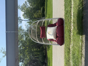 English Elm Outdoor Cozy Red Rattan Egg Swing Chair - Durable, Lightweight, And Perfect For Relaxation Anywhere! W2500P364247
