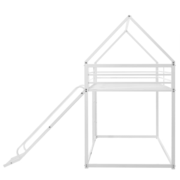 English Elm Twin Metal Tube Bunk Bed Frame for Kids Durable Sturdy Construction Safe Space-Saving Design White W420P256562