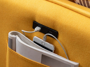 English Elm Mirella Mid-century Sectional with Reversible Chaise Usb Charging and Storage Pouches Yellow B2749P413377