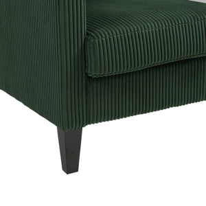 English Elm COOLMORE Modern Accent Chair with Plush Corduroy Upholstery, Solid Wood Frame and Two Pillows Emerald W395P195360