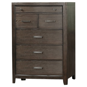 English Elm Six Drawer Dresser Antique Brown with Cedar-Lined Bottom Drawer, Solid Wood MDF, Smooth Side Guides B2699P208266