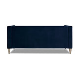 English Elm James 74" Modern Tuxedo Sofa, Navy Blue Velvet