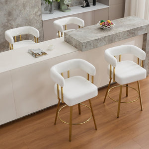 English Elm Ts Teddy Fleece Accent Chair Set of Two with Gold Square Legs for Glam Modern Spaces White W2311P412751