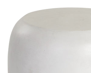 Sunpan Iolite Contemporary Round End Table - Unique Natural Concrete Design for Indoor and Outdoor Spaces White