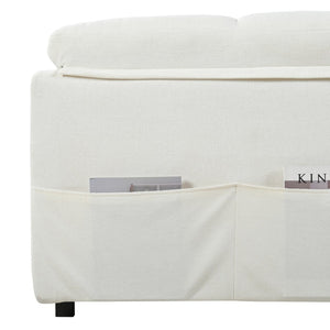 English Elm (old: W3163p269700) Convertible Chenille Sleeper Loveseat with Queen Pullout and Rolling Casters Beige W3163S00099