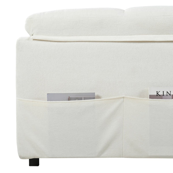 English Elm (old: W3163p269700) Convertible Chenille Sleeper Loveseat with Queen Pullout and Rolling Casters Beige W3163S00099