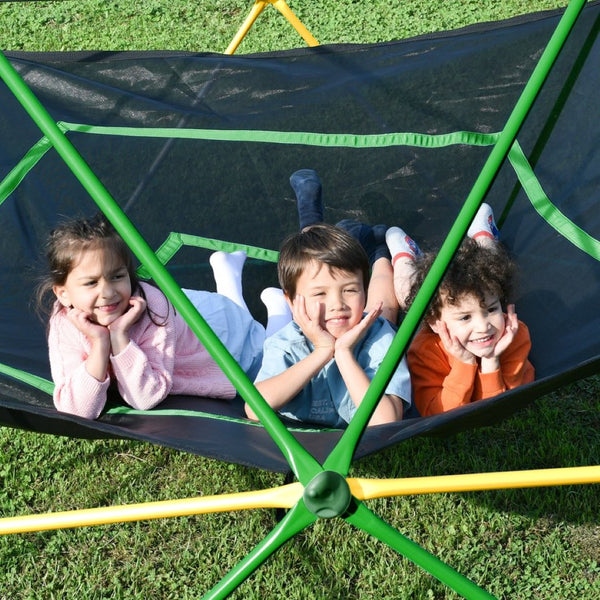 English Elm 12ft Geodesic Climbing Dome with Hammock Powder Coated Steel Backyard Play Structure N710P345629L