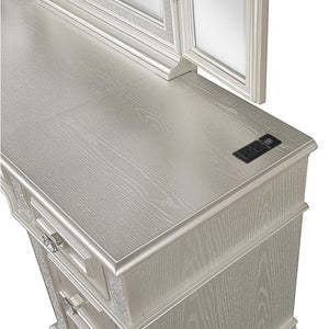 English Elm Colwood Four Drawer Glam Vanity Desk with Crystal Knobs and Built in Usb Charging B062S01490