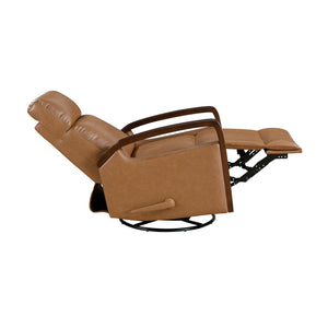 English Elm Luxurious swivel glider recliner chair with top-grain leather, plush foam over coils and sturdy frame Camel 32.5 L x 32 W x 26 H B011P395824