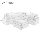 English Elm [ Video Provided] Modern Large U-Shape Sectional Sofa, With Removable Ottomans For Living Room (6-Seater)