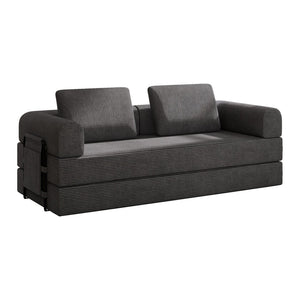 English Elm Convertible Corduroy Sleeper Sofa Foldable Three Seat Couch for Studio or Bedroom Dark Gray W3366P447131