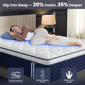 English Elm Rresta Full Hybrid Mattress 7 Layer Pocketed Coil 5 Zone Support Certipur Certified B2716P440585