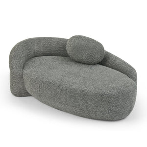 English Elm Modern Oval Bouclé Lounge Chair with Sculpted Armrest for Bedroom or Living Room Dark Gray W487P456131