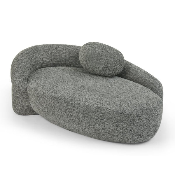 English Elm Modern Oval Bouclé Lounge Chair with Sculpted Armrest for Bedroom or Living Room Dark Gray W487P456131