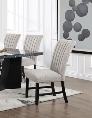 English Elm Light Gray Flannelette Counter Dining Chairs Nailhead Trim Ladder Back Set of Two B2741P416577