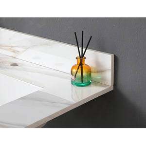 English Elm 31 Inch Marble Vanity Top With Undermount Sink, 4" Backsplash, Easy-Care Carrara Finish For Luxury W2699P192439