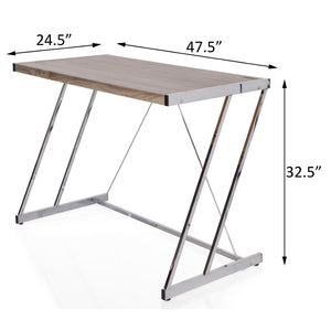 English Elm Weathered Oak Writing Desk With Usb Ports – Modern Chrome Accents For Stylish Home Office Setup B062P184542-GIGA