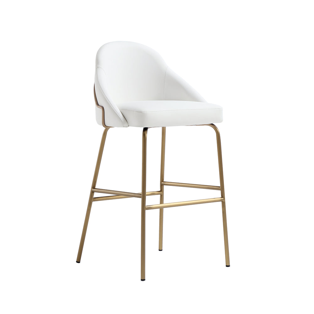 English Elm Gracie Metal Upholstered Barstool - Luxe White & Gold Design For Modern Spaces, Comfort & Style! B365P397972