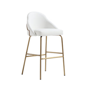 English Elm Gracie Metal Upholstered Barstool - Luxe White & Gold Design For Modern Spaces, Comfort & Style! B365P397972