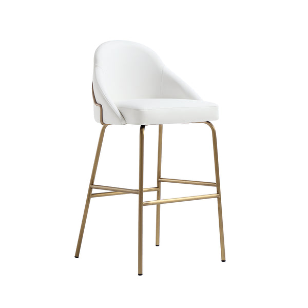 English Elm Gracie Metal Upholstered Barstool - Luxe White & Gold Design For Modern Spaces, Comfort & Style! B365P397972