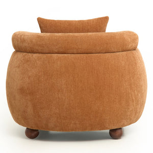 English Elm Nordic Chenille Bucket Chair Deep Cushioned Seat for Living Room Reading Lounge Brown Yellow W2901P489490