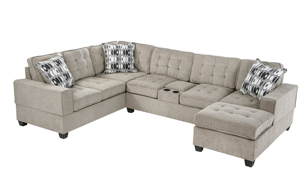 English Elm Oslo Sectional Sofa With Reversible Chaise, Cup Holders & Hidden Storage For Ultimate Comfort B078S00594-GIGA