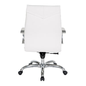 OSP Home Furnishings Deluxe Executive Office Chair with Lumbar Support Faux Leather and Aluminum Base 7251-R101