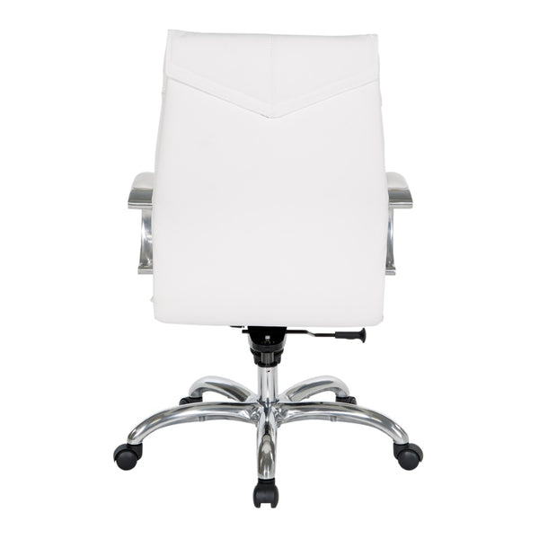 OSP Home Furnishings Deluxe Executive Office Chair with Lumbar Support Faux Leather and Aluminum Base 7251-R101