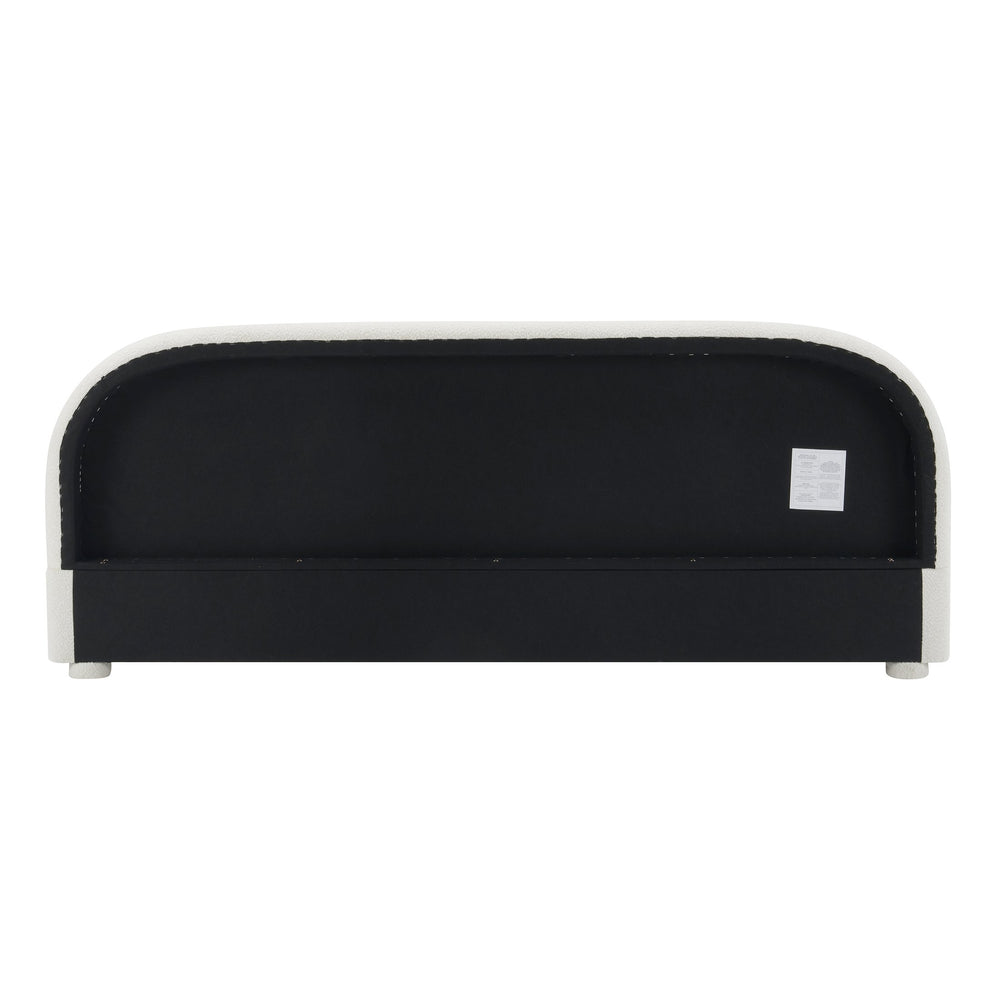 English Elm Christopher Knight Home® - Cream Fabric Upholstered Bed with Curved Headboard, Granular Texture, 800lb Capacity, Modern King Comfort N769P348028W