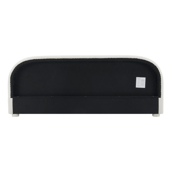 English Elm Christopher Knight Home® - Cream Fabric Upholstered Bed with Curved Headboard, Granular Texture, 800lb Capacity, Modern King Comfort N769P348028W