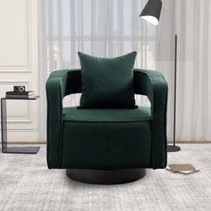 English Elm 29.13"w Boucle Swivel Accent Chair Open Back 360 Rotation Modern Lounge Seating Green W3188P417877