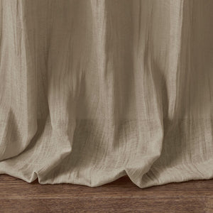 English Elm Solid Crushed Harper Taupe Sheer Window Panel Pair 42x95 - Lightweight Textured Drapes, Rod Pocket/Back Tabs, Modern Elegance B03598156