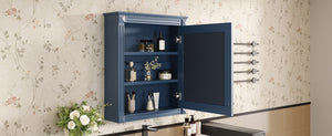 English Elm 24'' 24'' Wall Mounted Bathroom Mirror Cabinet with Adjustable Shelves, Space-Saving Modern Storage Solution Blue N710P195492C