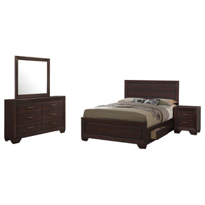 English Elm Carina Queen Bedroom Set Grey Oak Paneled Headboard Nickel Hardware Five Piece Brown B062S00761