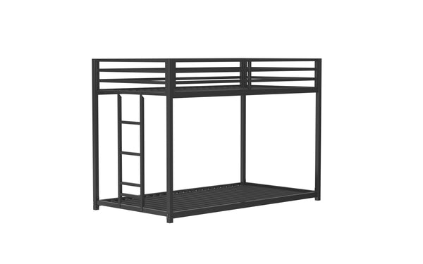 English Elm Adam Twin over Twin Bunk Bed Metal Black with Full Guardrails, Easy Assemble Slats & Floor Protectors B083P152996