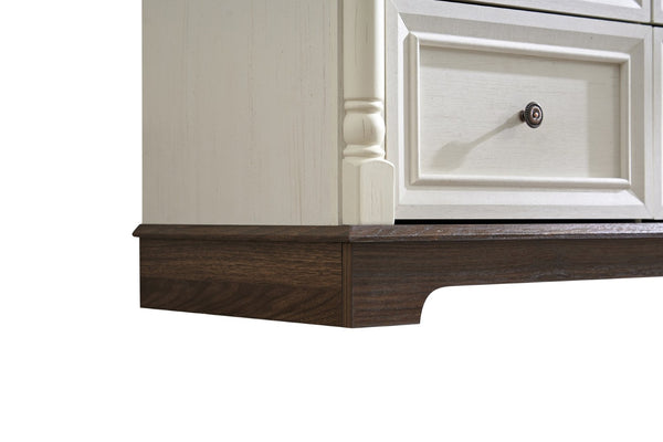 English Elm 8 Drawer Farmhouse Chest Distressed Two-tone Wood Grain Finish Antique Hardware W2393P252366