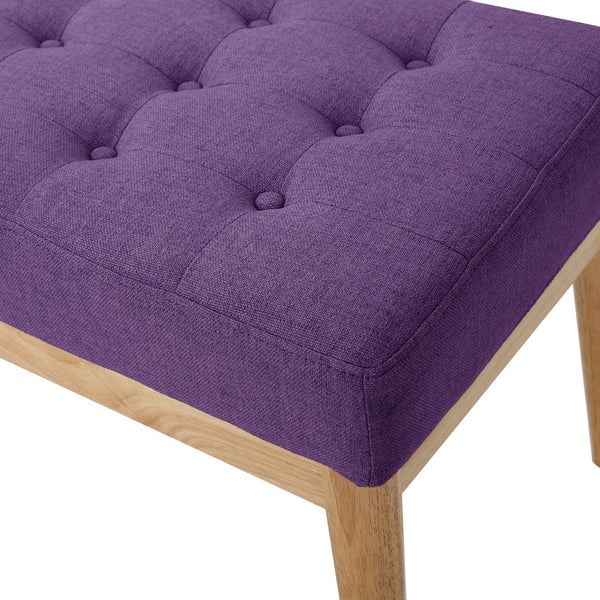 English Elm Christopher Knight Home® - Ottoman Saxon Bench in Purple — Mid-Century Tufted Fabric Seat, Solid Birch Legs, Plush 43.5" x17" N757P248081P