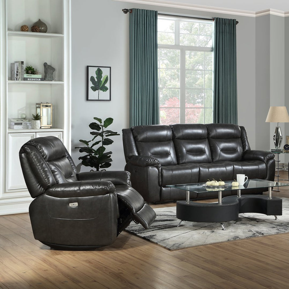 English Elm Grey Power Recliner With Usb Port - Modern Comfort, Stylish Design, Effortless Motion & Durable Support B062P215441