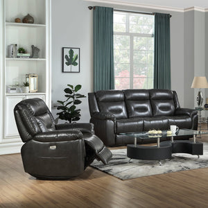 English Elm Grey Power Recliner With Usb Port - Modern Comfort, Stylish Design, Effortless Motion & Durable Support B062P215441