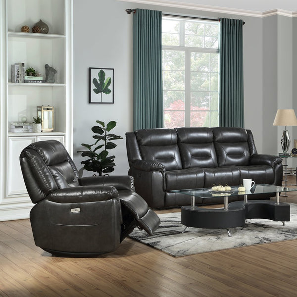 English Elm Grey Power Recliner With Usb Port - Modern Comfort, Stylish Design, Effortless Motion & Durable Support B062P215441
