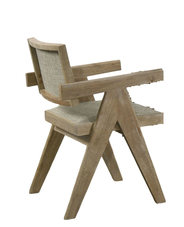 English Elm Contemporary Upholstered Dining Arm Chairs Set of 2 with Trestle Base, Foam Cushion, Plank Arms Oak 31 L x 22.5 W x 13 H B011P286740