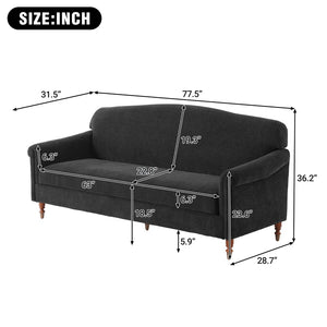 English Elm Modern Chenille Loveseat with Rolled Arms Pocket Spring Cushions and Rubberwood Legs Grey N763P362173E
