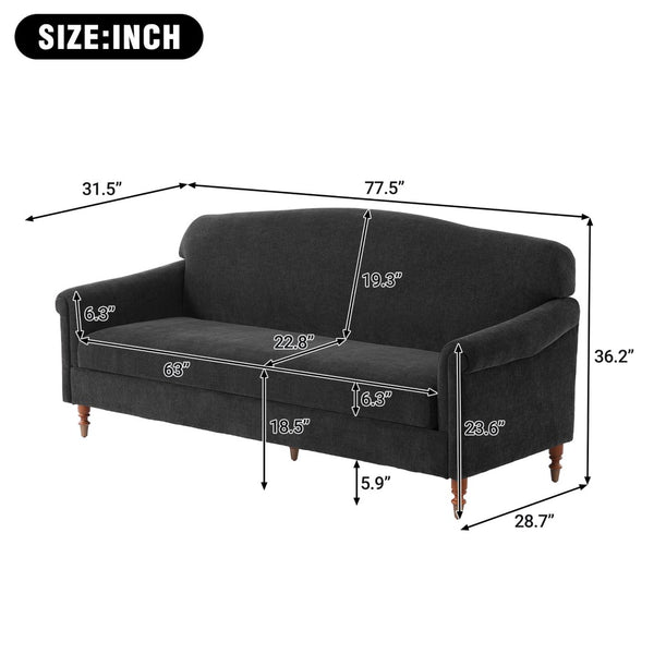 English Elm Modern Chenille Loveseat with Rolled Arms Pocket Spring Cushions and Rubberwood Legs Grey N763P362173E