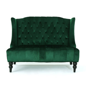 English Elm Christopher Knight Home® - LOVESEAT Emerald Velvet Wingback with Button-Tufted Diamond Stitch, Durable Wrinkle-Resistant Comfort 92 61186.00NVLTEMD
