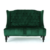 Christopher Knight Home® - Noble House - Leora Modern Glam Tufted Velvet Wingback Loveseat