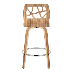 English Elm Fixed-height Swivel Counter Stools with Faux Leather Seats and Chrome Footrest Set of 2 B202S01825