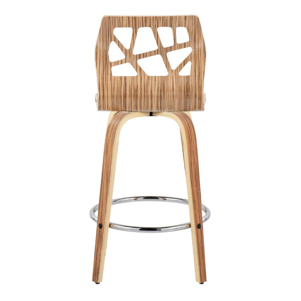 English Elm Fixed-height Swivel Counter Stools with Faux Leather Seats and Chrome Footrest Set of 2 B202S01825