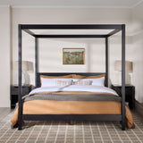 English Elm Walker Edison - Modern Minimalist Boho King Canopy Bedframe – Black